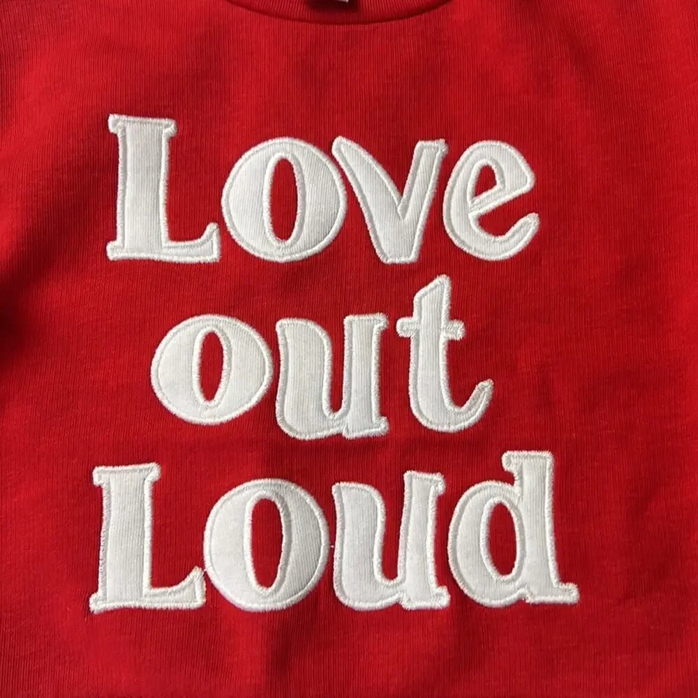 Old Navy Baby Red Graphic Crewneck Long Sleeve Cold Weather Sweatshirt Sz 12-18M